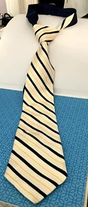 NWT TOMMY HILFIGER WHIITE NAVY BLUE & GOLD STRIPED TIE 100% SILK 3 3/4" WIDE - Picture 1 of 12