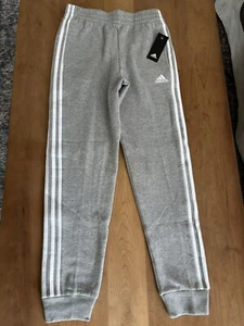 NWT Adidas Boys 3-Stripe Elastic Waistband Jogger Pants Heather Gray L 14/16 - Picture 1 of 3