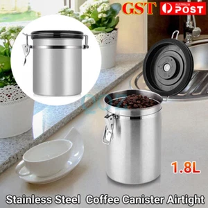 1.8L Coffee Bean Container Airtight Storage Canister Stainless Steel Vacuum NEW - Picture 1 of 10