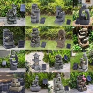 Electric /LED Solar Power Outdoor Water Fountain Feature Garden Stone Statues - Picture 1 of 44