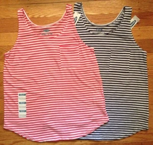 NWT Girl's Old Navy Blue, Red Striped Boyfriend Tank w/Pocket-Size 6-7, 10-12 - Picture 1 of 12