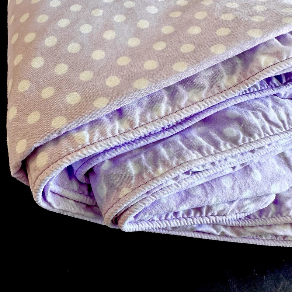 Funda nórdica Pottery Barn Kids doble algodón orgánico blanco púrpura blanco lunares Foto 1 de 4