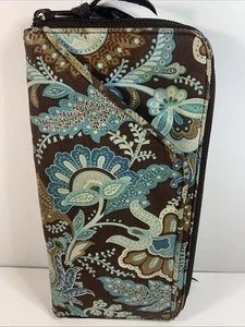 Vera Bradley Large Zip Travel Organizer Wallet - Java Blue - Floral Paisley - Picture 1 of 8