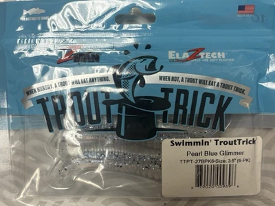 Z-Man Swimmin' Trout Trick 3,5 дюйма розничная упаковка 6 штук (жемчужно-синий мерцающий) - Изображение 1 из 4