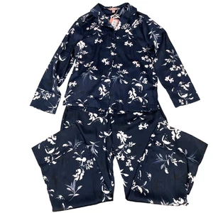 Rosie M&S Pyjama PJs Set Long Sleeve Luxurious Satin Navy BNWT UK 6 RRP £40 - Picture 1 of 11