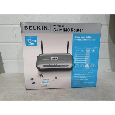 Belkin F5D9230UK4 Wireless G+ MIMO Router 1000ft Range 108 Mbps 4-Ethernet Ports - Image 1 of 4