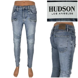 Hudson Jeans Mens 31 The Blinder Biker Blue Button Fly Moto Skinny V2 EUC - Picture 1 of 11