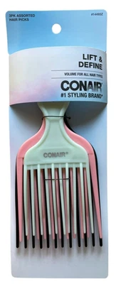 Peines Lift & Define Hair Pick - Colores Surtidos - Conair 3 unidades Foto 1 de 2