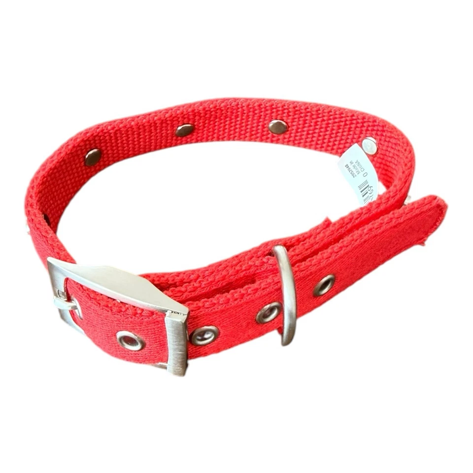 Collar de perro ajustable de nailon rojo hebilla de metal pequeño mediano mascota nuevo con etiqueta Foto 1 de 4