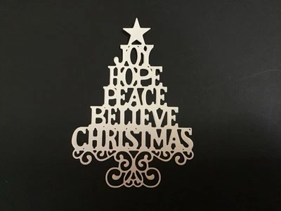 Palabras Árbol de Navidad Adornos Troquelados 5 Piezas 4-1/4” X 3” Elige Color Foto 1 de 4