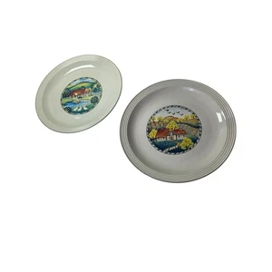 Vintage Studio Nova Jahreszeiten Bauernhaus Land 10,75" Essteller 2er Set - Bild 1 von 7