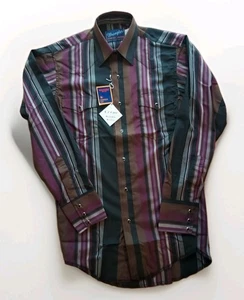 Camisa Wrangler Corte Vaquero Rayas Colas Extra Largas Abotonada Pequeña (14.5/33) Nueva - Imagen 1 de 10