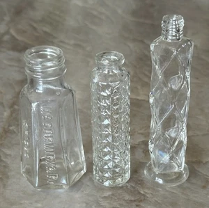3 Antique Cut Glass Salt Pepper And McCormick Spice Bottles 4 7/8" - Picture 1 of 9