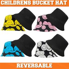 Boys Girls Childrens Bucket Hat Reversible Kids Summer Sun Beach Holiday Cap