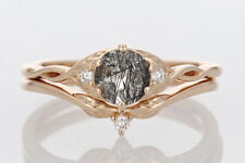 .72ctw Sagenite Quartz with Diamond Wedding Set Rings 14k Rose Gold Size 8.75