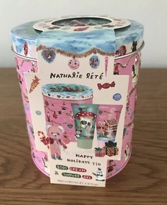 Nathalie Lete Happy Holidays Gift Tin / Set With Body Cream & Shower Gel BNWT - Picture 1 of 6