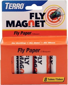 TERRO T518 Fly Magnet Sticky Fly Paper Fly Trap, 8 Count (Pack of 1) - Picture 1 of 9