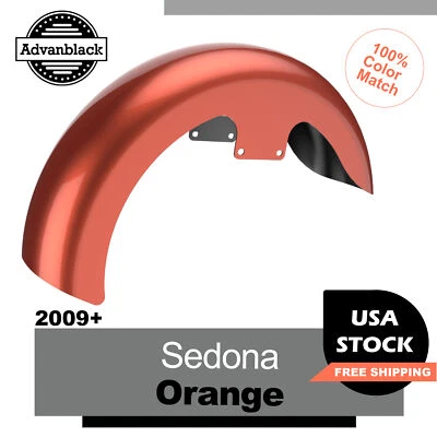 Sedona Orange 19" Reveal Wrapper Hugger Front Fender Fits 09+ Harley Touring - Image 1 of 4