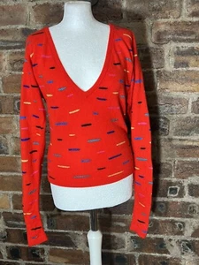 OVER THE RAINBOW RED/MULTI JUMPER HAND CRAFTED ON ISLE OF SKYE SIZE 8 - Picture 1 of 10