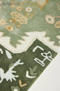 Hand Tufted Woolen Area Rug ANTHRO MARIBELLE SAGE SILK Carpet for Living Room - Picture 1 of 4