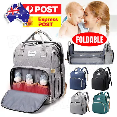 Large Mummy Bag Maternity Nappy Diaper Crib Backpack Folding Baby Bed NEW • 24.50$