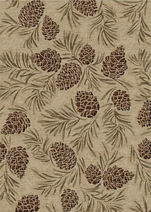 Pine Grove Area Rug Runner Lodge Pinecone Cabin Beige Brown *FREE SHIPPING* - Picture 1 of 1