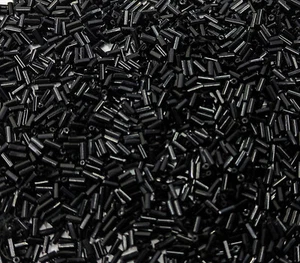Antique Glass French Bugle Beads Opaque Black Victorian Loose Used 1/5", 25g - Picture 1 of 5