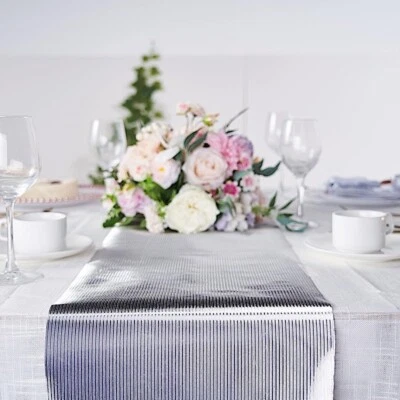 SILVER 12x108" Glitter Paper Disposable Table Runner RIDGE DESIGN Supplies - Image 1 of 4
