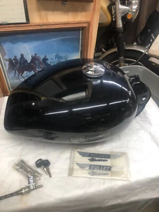 Royal Enfield Gas Tank Chopper Petrol Fuel Tank w/ Emblem fuel cock A2078 - Picture 1 of 14