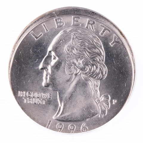 ERROR 1996 P Washington Quarter ANACS MS65 Tilted Partial Collar Certified 25C Cover