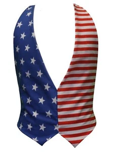 Adults USA Stars & Stripes 4th july Independence Day Backless Waistcoat - Picture 1 of 1