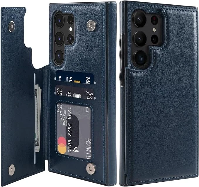 Funda tipo billetera de cuero ultra delgada con soporte para tarjeta para Samsung Galaxy S25 S24 Plus Foto 1 de 1