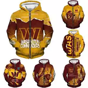 Washington Football Team Herren Zip Up Hoodie Jacke Freizeit Kapuzenpullover - Bild 1 von 16