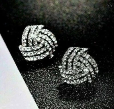 1.35 Ct Round Cut Real Moissanite Wedding Cross Stud Earring 925 Sterling Silver - Image 1 of 4