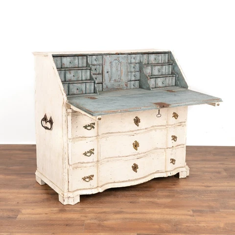 Antique White Painted Secretary Bureau from Sweden Cover