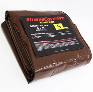 6'x8' Medium Duty All Purpose 5 Mil Green/Brown Tarp - Picture 1 of 3