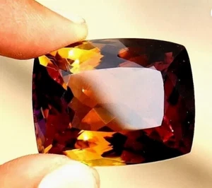 Natural Multi Color Ametrine Cushion Shape 95.30 Ct Loose Certified Gemstone - Picture 1 of 8