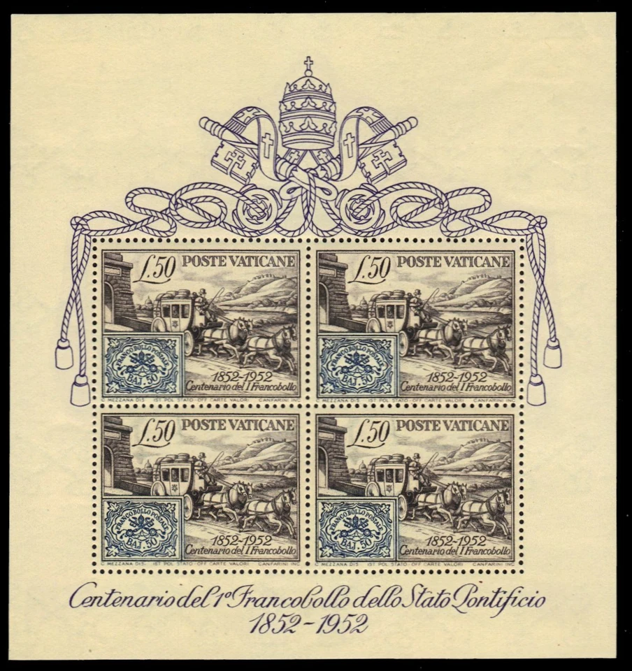 VATICAN CITY 155a - Papal States Postage Centenary "Stagecoach" S/S (pb29362) - Image 1 of 1