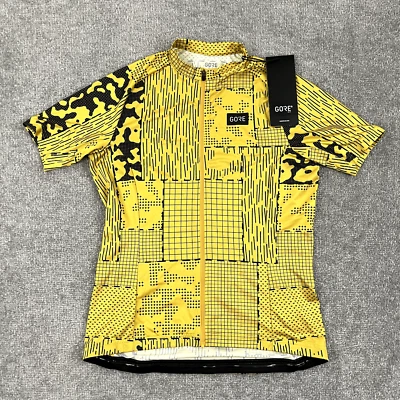 GORE Cycling Jersey Womens Small 4-6 Yellow Uniform Black Patch Camo Biking NEW - Image 1 of 4