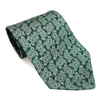 Vintage 90s Giorgio Armani 100% Silk Paisley Green Tie Wide 3.5in Made in Italy - Image 1 of 4