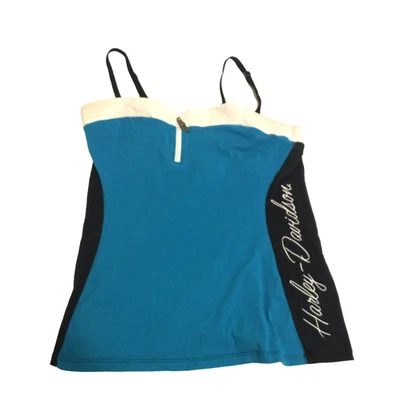 Винтажная женская майка Harley-Davidson размер большой бирюзовый El Paso TX без рукавов - Изображение 1 из 4