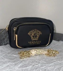 Versace Pouch to Crossbody Bag Handtasche Gold Medusa Logo Kettenriemen NEU - Bild 1 von 13