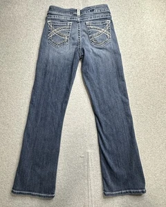 Ariat REAL Jeans Girls 10 Blue Denim Bootcut Embroidered Pockets Western Style - Picture 1 of 13