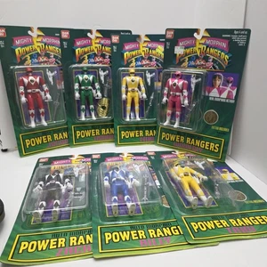 VTG 1994 Bandai Mighty Morphin Power Rangers Auto Morphin Figures Set of 7 MOC - Picture 1 of 17