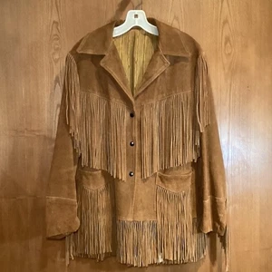 Jo-O-Kay Fashions Leather Suede Fringe Western Cowboy Jacket Size 16 - Picture 1 of 11