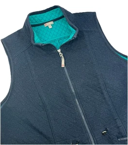 Chaleco Talbots Mujer Polar Acolchado Cremallera Completa Gris Azul 2X - Imagen 1 de 7