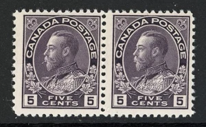 CANADA 112i Mint NH 5c grey violet Admiral pair $290.00 - Picture 1 of 1