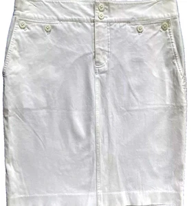 LAUREN Ralph Lauren weißer Rock 4 Petite Reißverschluss vorne Knopf Tasche Mini Bleistift - Bild 1 von 5