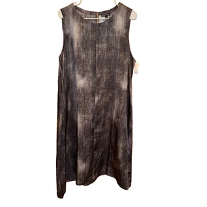 Top de seda Eileen Fisher sin mangas con botones delanteros talla XL negro gris - Imagen 1 de 5