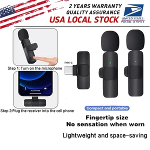 USA Lavalier Microphone Wireless Audio Video Recording Mini Mic For Android US - Picture 1 of 17